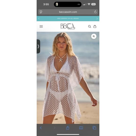 Becca Tunic Swim Cover Up Womens Size M/L White Lace Swimwear Dolman Sleeve NWT - Picture 3 of 16